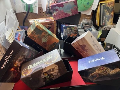 Lot Of 8 MTG Magic Empty Bundle Boxes LCI Gift MH3 ACR CLU SNC NO DICE NO CARDS