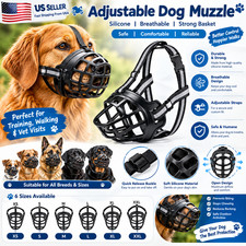 Adjustable Dog Muzzle Silicone Breathable Strong Basket Dogs Mouth Muzzles USA