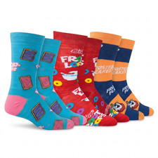 Crazy Socks Cereal Food Print Crew Socks 3 Pack Novelty Unisex Large Fun