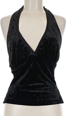 Y2k Cache Medium Black Velvet Halter Tank Top