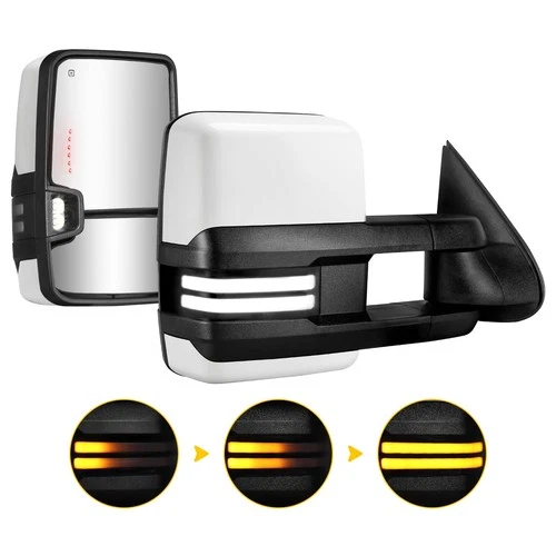 Gloss White Towing Mirrors Switchback For 2003-2007 Chevy Silverado GMC Sierra