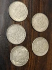 Morgan Silver Dollar Lot of Five US Coin Collection Circulated Coins