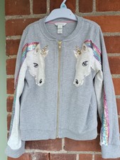 Girls Monsoon sequin Unicorn bomber Jacket, Age 7-8