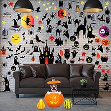 124 Pcs Halloween Wall Stickers, 6 Sheets Cute Ghost Room Decals