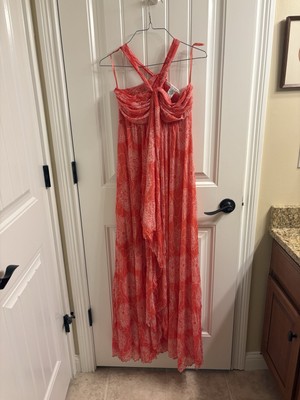 Diane Von Furstenberg Womens Silk Printed Sleeveless Kirsten Halter Maxi  Dress