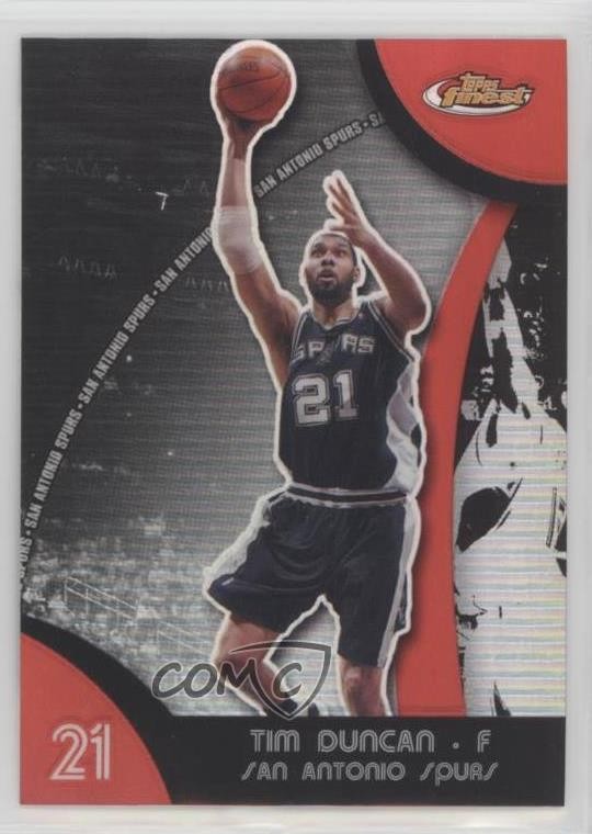 2007-08 Topps Finest Refractor Tim Duncan #21 HOF 0ex8