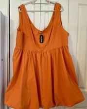 Prettylittlething Puffball Dress Womens 24 Hot Orange Sleeveless Party Date NEW