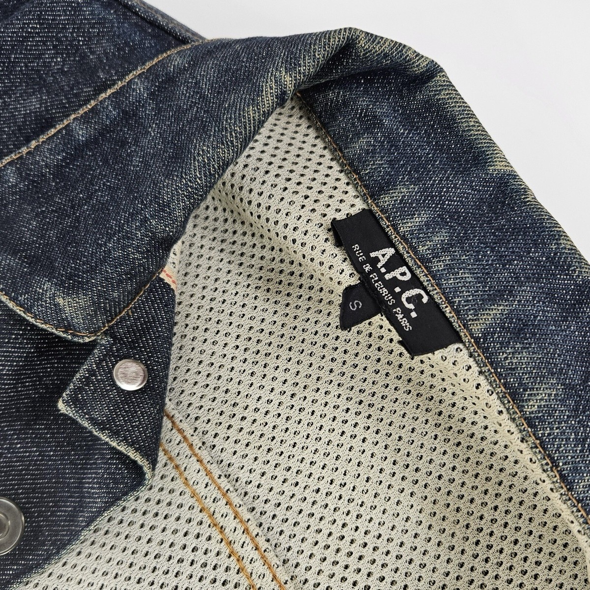 APC Work Jean Denim Jacket Stitching Selvage Mesh Lining