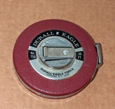 Vintage durall Eagle T50 Measure Tape 50ft Red Made in USA