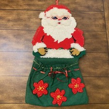 Christmas SANTA Needlepoint Panel Wall Hanging SANTA MAIL Large Vintage COMPLETE