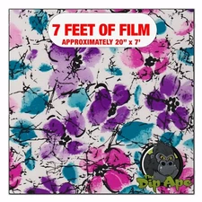 Hydrographic film Clear Waterpaint Flowers hydro dipping 7' x 20" hydro dip