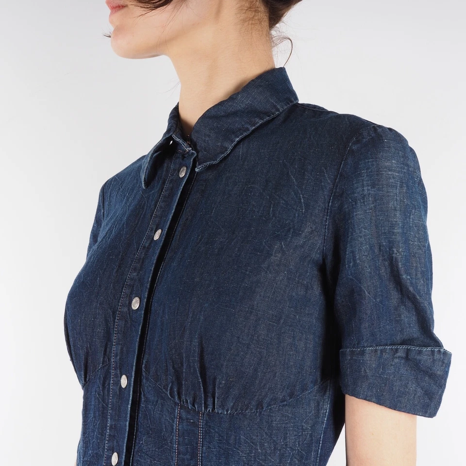 Jean's Paul Gaultier Vintage JPG Women's Blue Linen Cotton Pockets Dress size 42 - Image 4 of 4