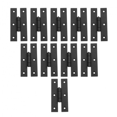 Black H Flush Hinge 3'' L Wrought Iron with Hardware Pack of 10 Renovators Supply