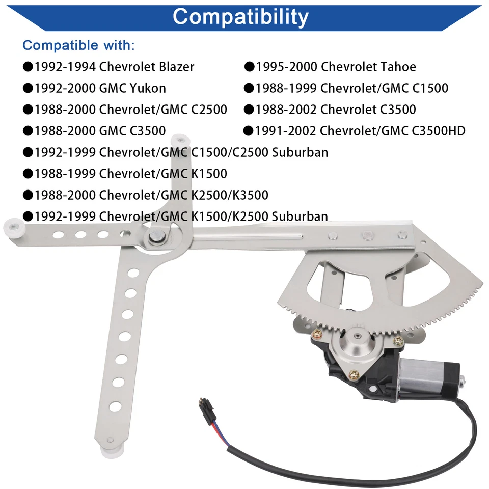 For 1992-1999 GMC C1500/C2500/K1500 Suburban Pair Window Regulator Front w/Motor Foto 2 de 4