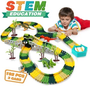 car track with dinosaur