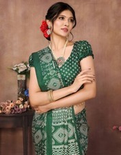 Printed Daily Wear Art Silk Saree  Green 