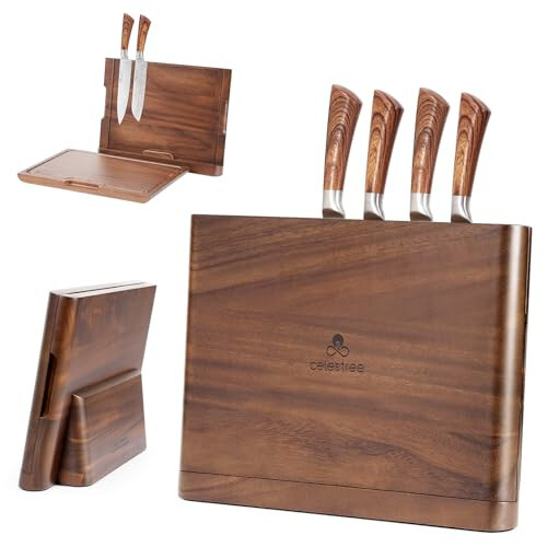 2 - in - 1 Magnetic Knife Block Holder with 16"x11" Cutting Board, Crafted from - Picture 1 of 9