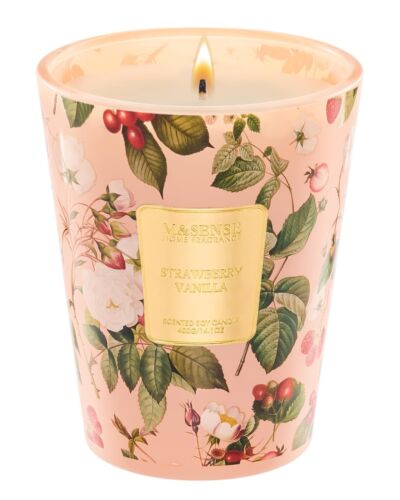 Strawberry Vanilla Scented Natural Soy Wax Candle 14.1oz 60 Hours Long Lastin...