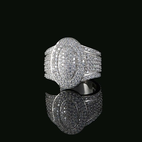 925 Sterling Silver White 7.50ct Cubic Zirconia Oval Men's Big Ring Size 10 - Bild 2 von 12