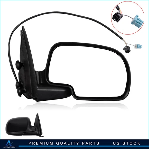 ? For 03-07 Chevy GMC RIght Passenger Side View Mirror Power Heated Black Gloosy