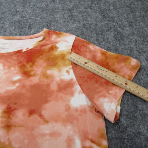 Camisa Ann Taylor Loft Top Blusa Pullover Cuello Redondo Mujer XL Rosa Dorado Blanco - Imagen 13 de 14