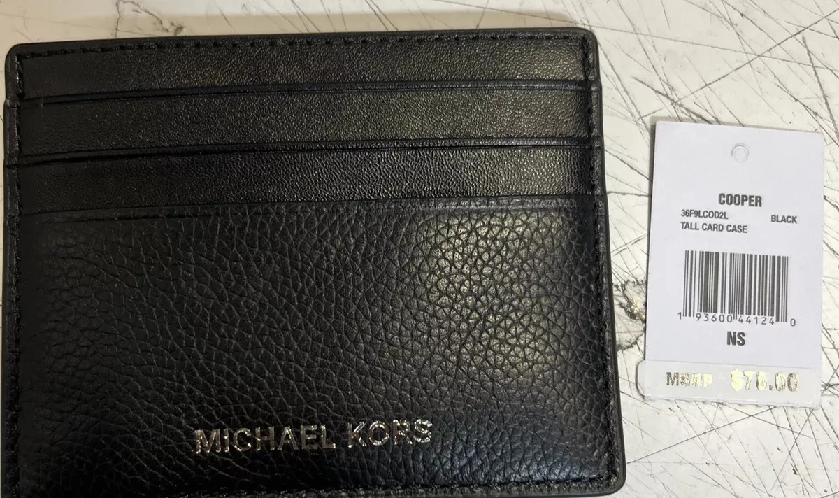 Michael Kors Jet Set Travel Small Women Tall Cooper Card Case Wallet Black