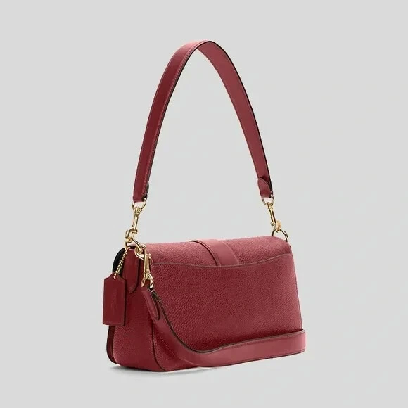 Borsa a tracolla Coach Georgie in pelle di bufalo goffrata ciliegia