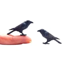 Miniature Raven - 1:12 scale mini black birds sized horror diorama, dollhouse