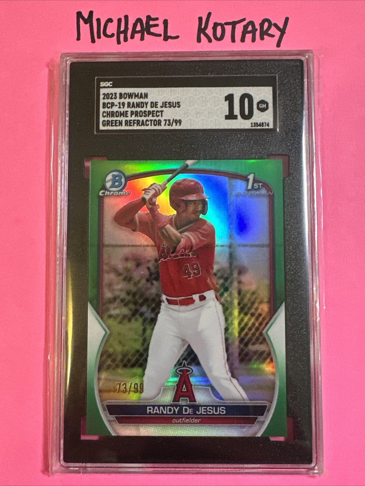 RANDY DE JESUS 2023 BOWMAN CHROME GREEN 73/99 Angels 1st Bcp19 Refractor