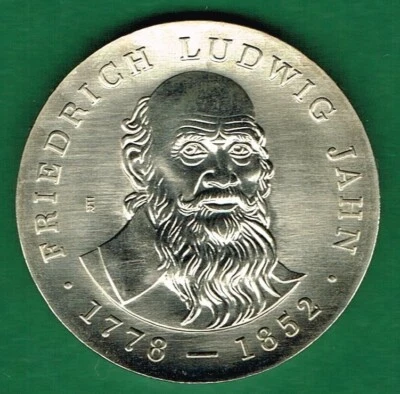 A.S.S DDR 5 Mark Gedenkmünze Friedrich Ludwig Jahn 1977 J: 1564 stgl Neusilber - Bild 1 von 2