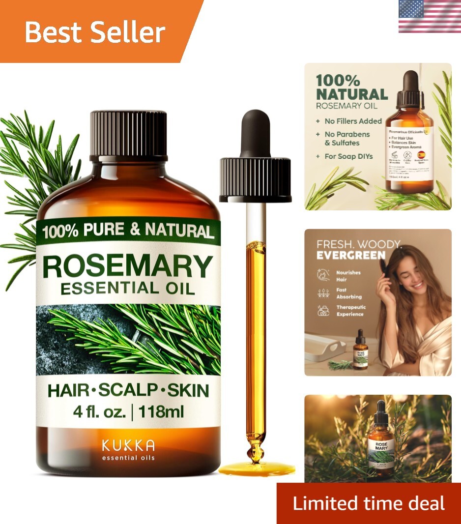 Multi-Purpose Rosemary Essential Oil - 4 Fl Oz for Fuller Hair & Nourished Skin