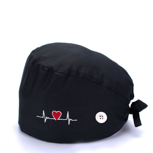 Surgical Scrub Cap Doctor Nurse Kitchen Cotton Hat with Sweatband Adjustable US - Picture 4 of 10