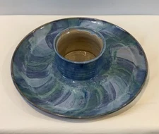 VTG 1990 Alan Ward Art Studio Pottery Chip & Dip Platter 11" Diameter Va, USA