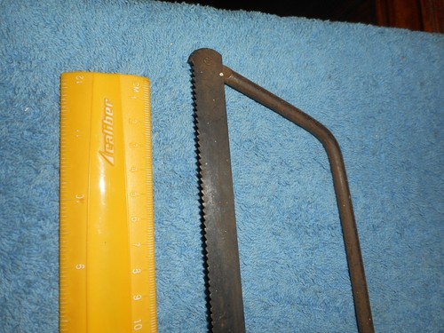 Vintage Bügelsäge Holzgriff feste Klinge Coping Metzger Federsäge 13" lang 1940er - Bild 5 von 12