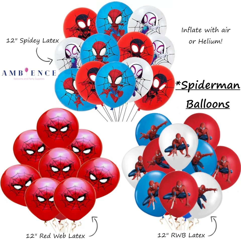 Spiderman Balloons Spidey Birthday Superhero Marvel Party Helium Air Latex Packs
