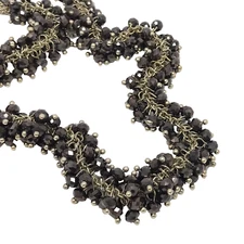 KENNETH COLE NEW YORK Necklace Black Crystal Multi Strand Gold & Silver Tone 31"