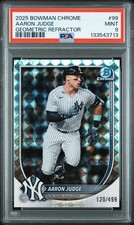 2025 BOWMAN CHROME GEOMETRIC REFRACTOR #99 AARON JUDGE/499🔥PSA 9