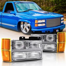 For 1994-1998 Chevy Silverado C10 Ck 1500 2500 3500 Headlights W Bumper Lamps