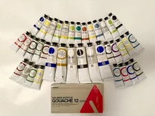 LOT OF 49 GAMBLING ARTIST'S OIL COLORS 37ml & HOLBEIN ACRYLIC GUACHE 12ml *NEW!