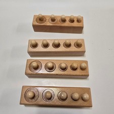 Montessori Knobbed Cylinder Sets Socket Wooden Cylinders Four 4 Styles