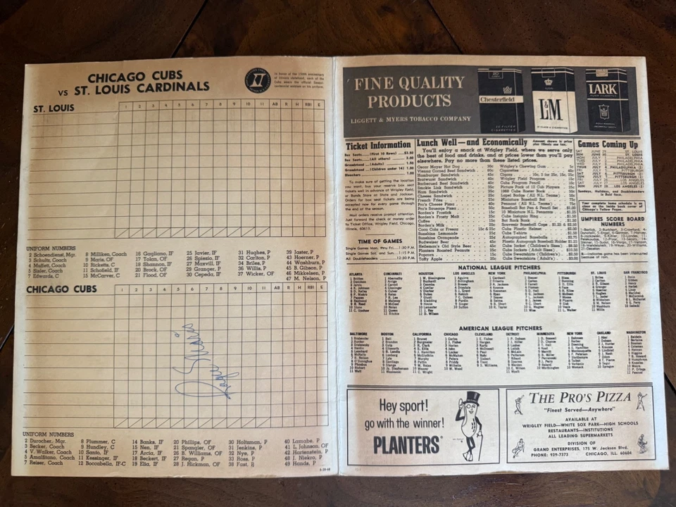 1968 ROGER MARIS autograph on CUBS SCORED CARD - CARDINALS - YANKEES - Image 3 of 4