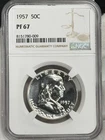 1957-P 50c Franklin Half Dollar NGC PF67 PR67 Silver Benjamin US Coin PROOF