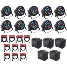  10 Rockville RockPAR50 LED RGB Par Can DJ/Club DMX Wash Lights Cables Bags