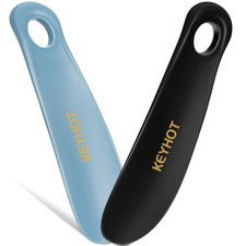 KEYHOT Plastic Shoe Horn 7.3 Inch, Travel Size Short shoe horn, Blue  Black