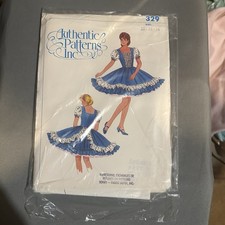 1980s Authentic Patterns Inc. Western 329 Square Dance Dress 34 36 38 Bust Uncut