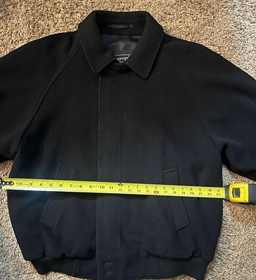 Burberrys Black Bomber Jacket Mens 50 Regular Zip Lined Cashmere Point Collar