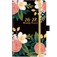 2026-2028 Monthly Pocket Planner/Calendar - JAN. 2026 - 3.8" x 6.4", black 