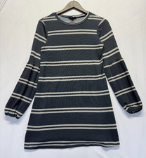 As U Wish A Line Mini Dress Womens XS Gray White Horizontal Striped Knit Stretch