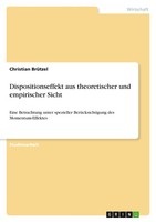 Christian BrüTzel | Dispositionseffekt Aus Theoretischer Und Empirischer Sicht