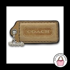 COACH HANG TAG Bag Charm Keychain Fob Light Saddle Brown Leather Nickel 2"
